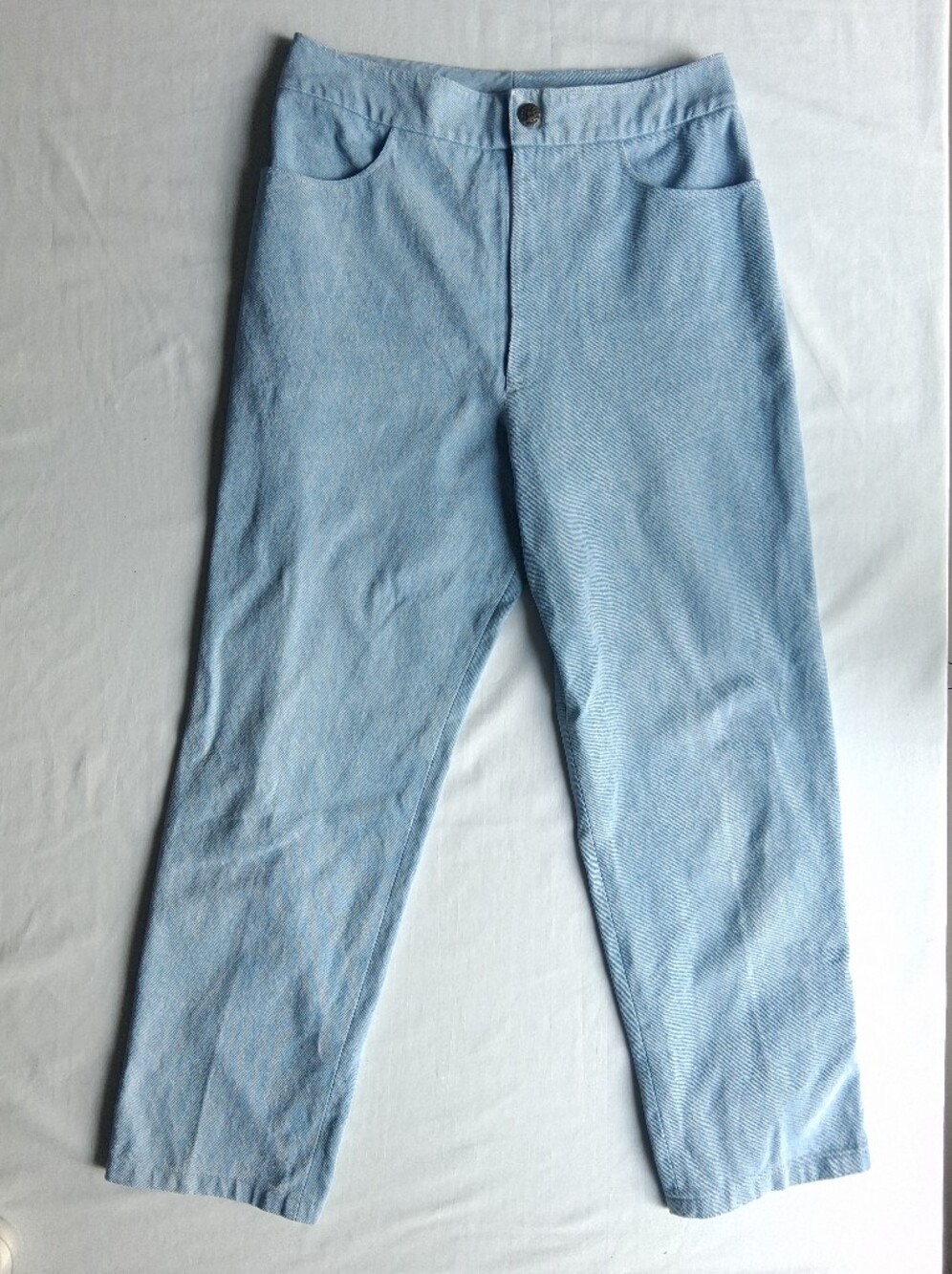 Vintage 90s denim jeans light wash super high waist 15 inch rise tapered leg - Picture 2 of 14